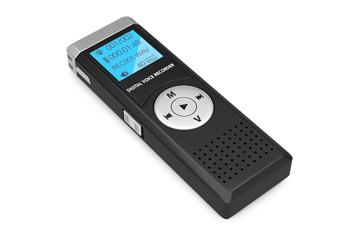 Journalist Digital Voice Recorder or Dictaphone on a white background. 3d Rendering