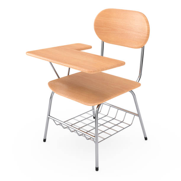 istock Wooden Lecture School or College Desk Table with Chair. 3d Rendering 1023888978