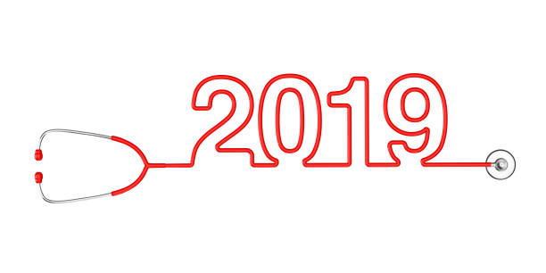 istock Red Stethoscope Tubing Forming New 2019 Year Sign. 3d Rendering 1023888990