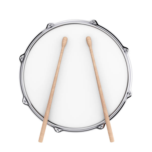 istock Red Bass Drum with Pair of Drum Sticks. 3d Rendering 1023889186