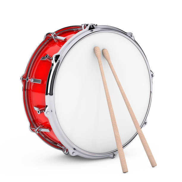 istock Red Bass Drum with Pair of Drum Sticks. 3d Rendering 1023889228