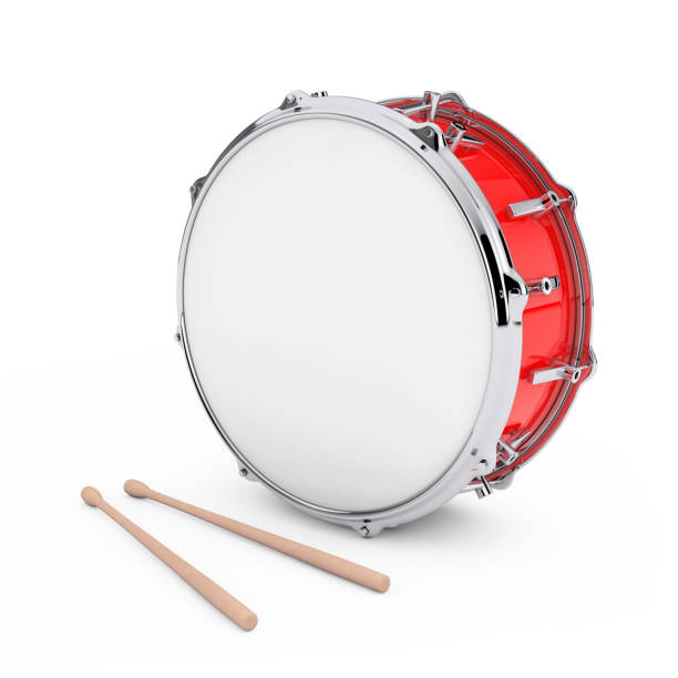 istock Red Bass Drum with Pair of Drum Sticks. 3d Rendering 1023889402