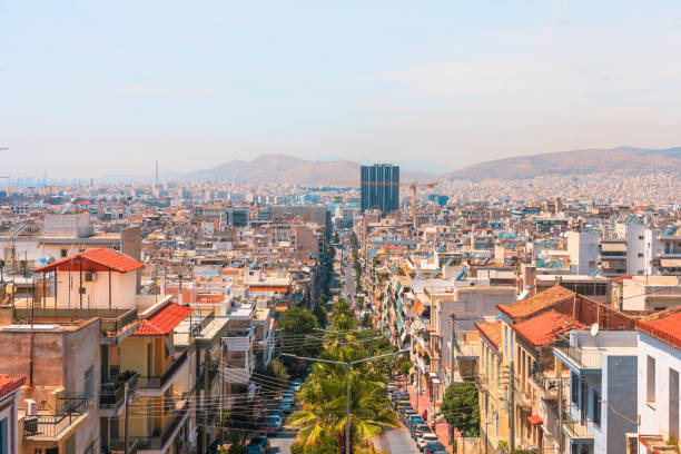 Panoramic view city jungle in Piraeus Greece