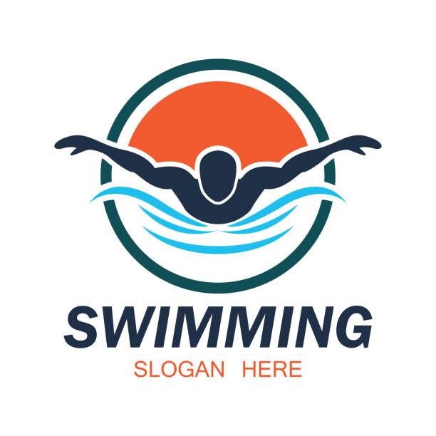 insignia mit text platz für ihr slogan schwimmen / slogan - swimming goggles stock-grafiken, -clipart, -cartoons und -symbole