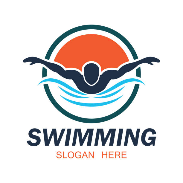 swimming insignia with text space for your slogan / tag line swimming insignia with text space for your slogan / tag line, vector illustration cross functional team icon stock illustrations
