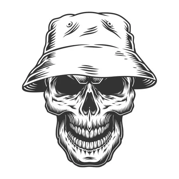 Vector illustration of Skull in the panama hat