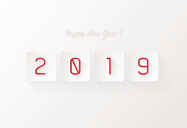 istock Happy new year card with paper digital numbers for 2019 year. 1023922348