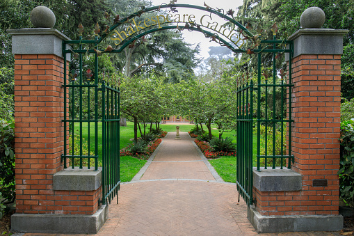 A view of the Shakespeare Garden as seen from the main gate.