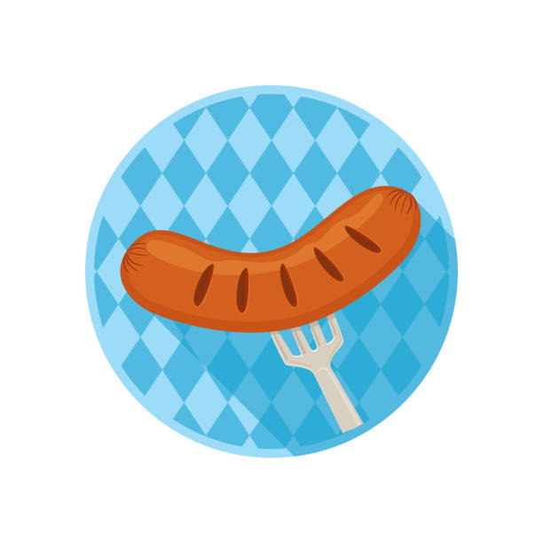 wurst-symbol. oktoberfest - pretzel oktoberfest german culture beer stock-grafiken, -clipart, -cartoons und -symbole