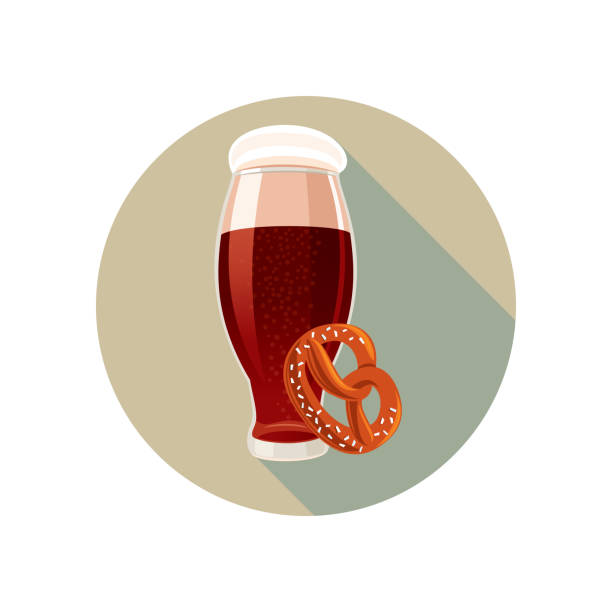 bier und brezel-symbol. oktoberfest - pretzel oktoberfest german culture beer stock-grafiken, -clipart, -cartoons und -symbole