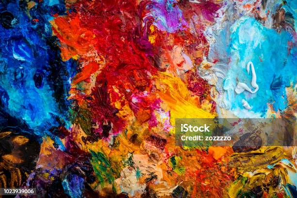 Oil Color Palette Stock Photo - Download Image Now - Paint, Fine Art Painting, Abstract