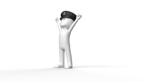 istock 3D render of a white character with a police hat 1023951696