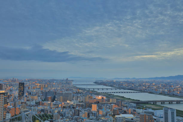 istock Osaka city skyline from Umeda Sky building night view 1023955140