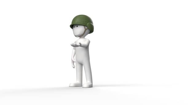 3D render of a white character with army helmet