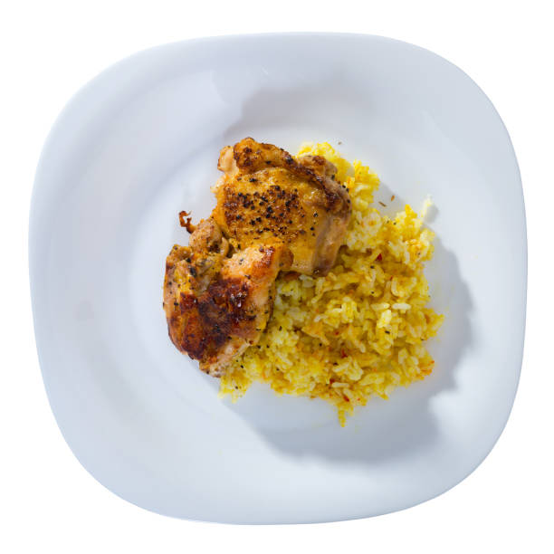 Fried chicken thighs with rice