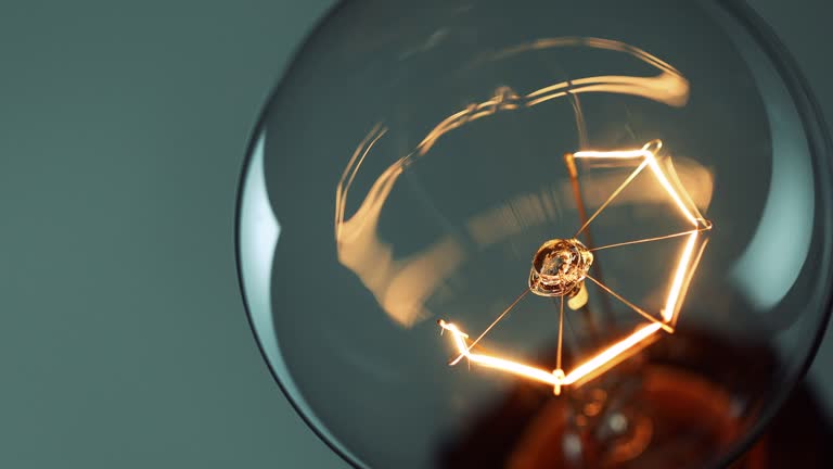 Close up glowing light bulb