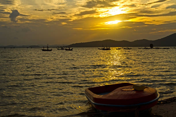 istock Sunset and beautiful light evening at  Bang Boet beach 1023955936