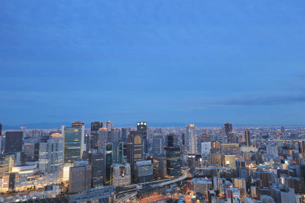istock Twilights Osaka city downtown at Umeda Sky Building 1023959452