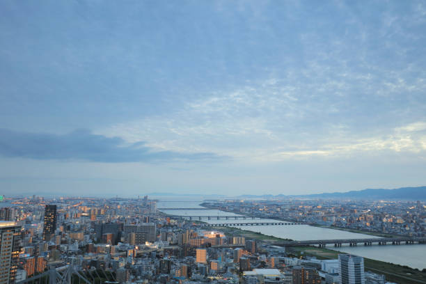 istock Osaka city skyline from Umeda Sky building night view 1023959850