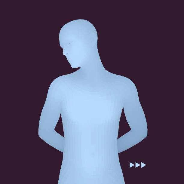 istock Man in a Thinker Pose. 3D Model of Man. Business, Science, Psychology or Philosophy Vector Illustration. 1023967484