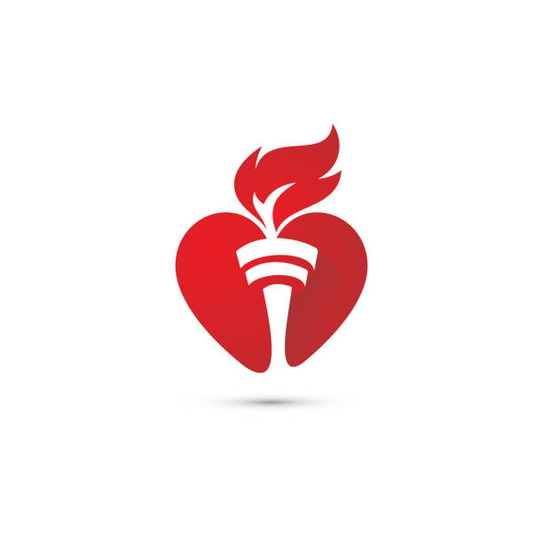 ilustrações de stock, clip art, desenhos animados e ícones de torch isolated on heart icon modern symbol for graphic and web design - flaming torch fire flame sport torch