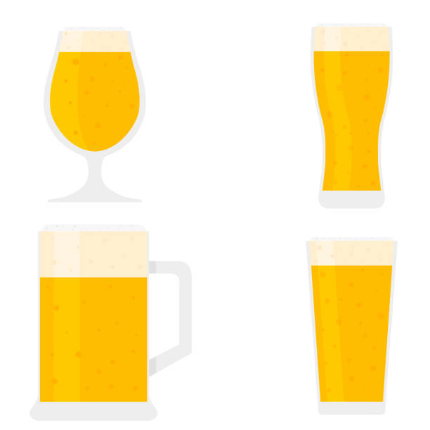 ilustraciones, imágenes clip art, dibujos animados e iconos de stock de cerveza en un vaso sobre fondo blanco - pint glass