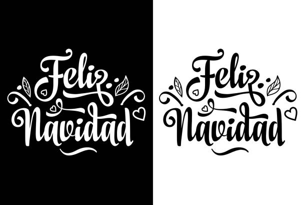 feliz navidad. karta xmas w języku hiszpańskim. - navidad stock illustrations
