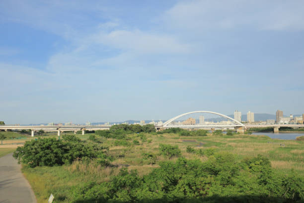 istock Osaka city with Yodo river at Japan 1024000372
