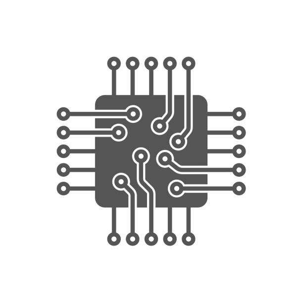 illustrations, cliparts, dessins animés et icônes de icône de processeur de vecteur. icône de microchip. icône de cpu - puce informatique