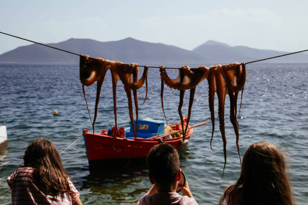 Drying octopus on Crete, Greece