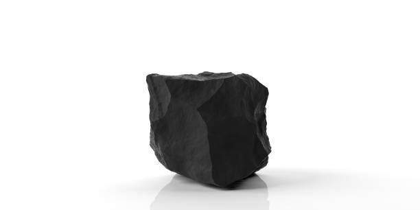 istock Black marble rock on white background. 3d illustration 1024033256