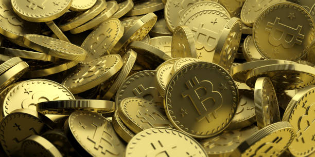 istock Golden bitcoins background. 3d illustration 1024033266