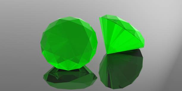 istock Emeralds on grey background. 3d illustration 1024033322