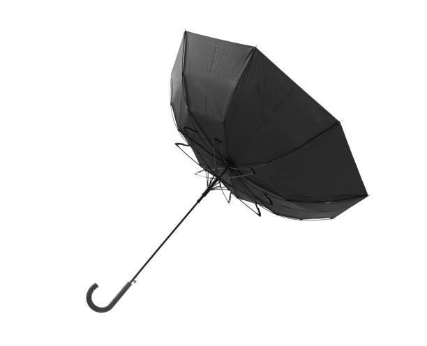 istock Black classic umbrella inside out, isolated on white 1024039478