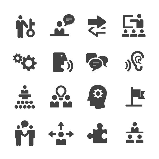 비즈니스 아이콘 세트-절정 시리즈 컨설팅 - symbol expertise computer icon representative stock illustrations