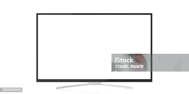 Tv Monitor On White Background 3d Illustration Stock Photo - Download Image Now - Border - Frame, Computer Monitor, Front View