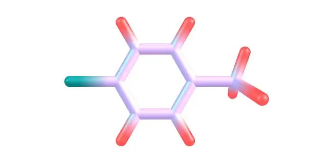 Photo of 4-chlorotoluene molecular structure isolated on white