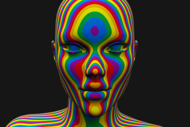 istock faceless head is painted in the random colors 1024051546
