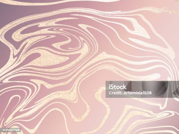 Vector Rose Gold Marble Background Rose Gold Metallic Texture Trendy Template For Holiday Designs Party Birthday Wedding Invitation Web Banner Card Stock Illustration - Download Image Now