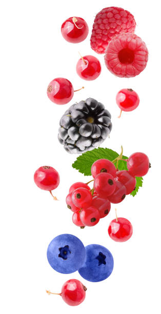 istock Flying fresh berries isolated on white background 1024056004