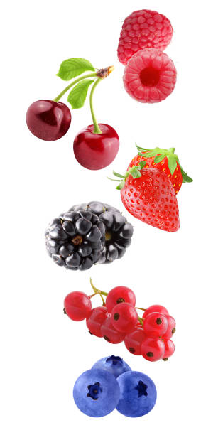 istock Flying fresh berries isolated on white background 1024056118