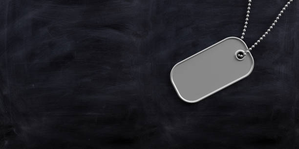 Military Concept Blank Identification Tag On Black Background 3d  Illustration Stock Photo - Download Image Now - iStock