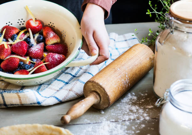 Preparation to make food pie photography recipe idea