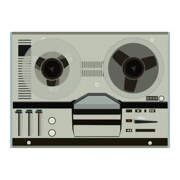 Vector illustration of Retro tape recorder vector flat illustration