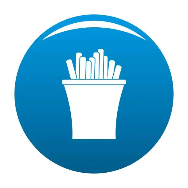 Vector illustration of French fries icon blue vector