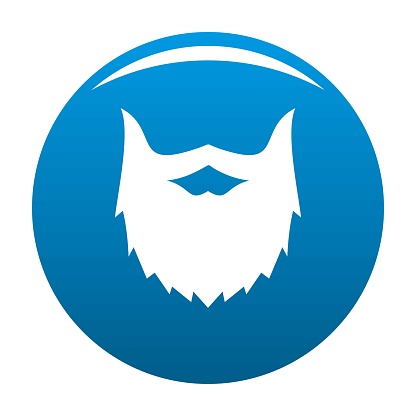 Villainous beard icon vector blue circle isolated on white background