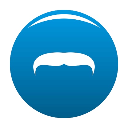 Villainous mustache icon vector blue circle isolated on white background