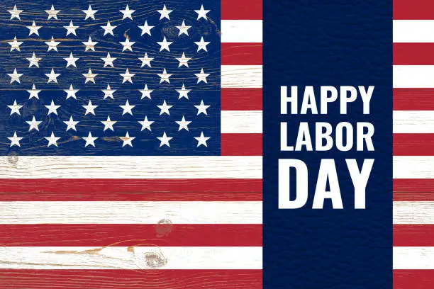 happy labor day united states holiday postcard with flag