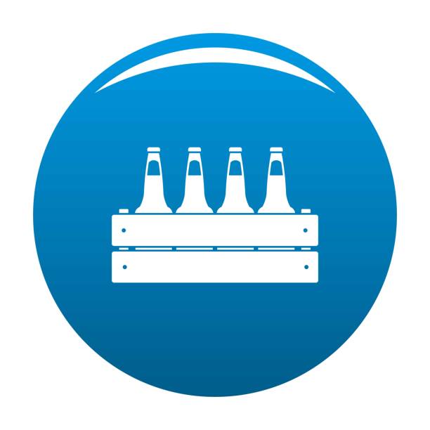 Beer crate icon blue vector Beer crate icon vector blue circle isolated on white background beer crate stock illustrations