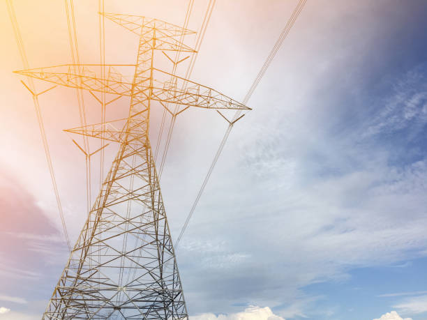 istock Silhouette of a high voltage post with blurry backgroun 1024102362